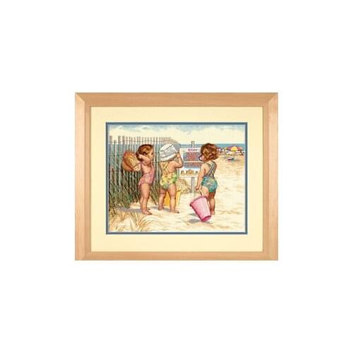 Fishxx Cross Stitch Kit T521 Accurate Printing Printed Cloth Milky European Style Seaside Beach Swimsuit Girls Cute Baby