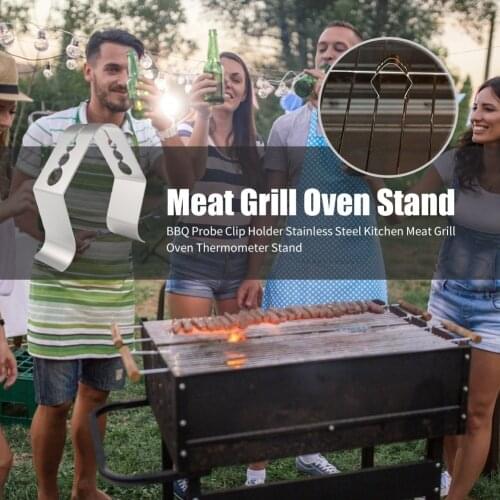 1/3/4pcs Stainless Steel BBQ Probe Clip Holder Thermometer Bracket Outdoor BBQ Smoke Thermometer Smoker Oven Kitchen Accessories