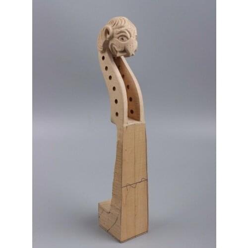 1Pcs Hand-Carved Maple 4/4 Violin Neck Violin Parts Carved Headstock Skull shape 03