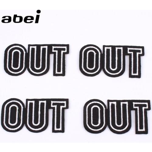 10pcs/lot Iron On Black White Words Patch Embroidery Funny Stickers for Apparel Clothing Badge Sewing Garments appliques Patches