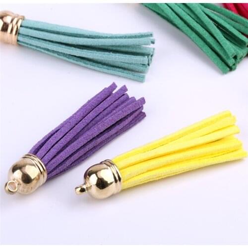 100pcs 60mm Vintage Leather Tassel For Keychain Cellphone Straps Jewelry Fiber Fringe Suede Tassel DIY Pendant Charms Findings
