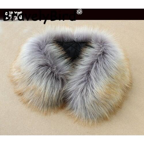 100% High Quality Faux Fur Collar Scarf Fluffy Jackets Collar Imitation Fox Raccoon Fur Wraps Shawl Clothes Fur Accessories