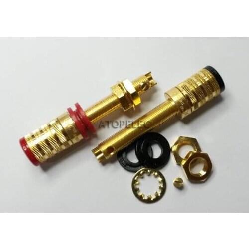 4pcs CMC-838-L-G 24K Gold Plated Brass Speaker AMP Long Binding Post HiFi Banana Jack Connector Socket Panel Chassis Mount
