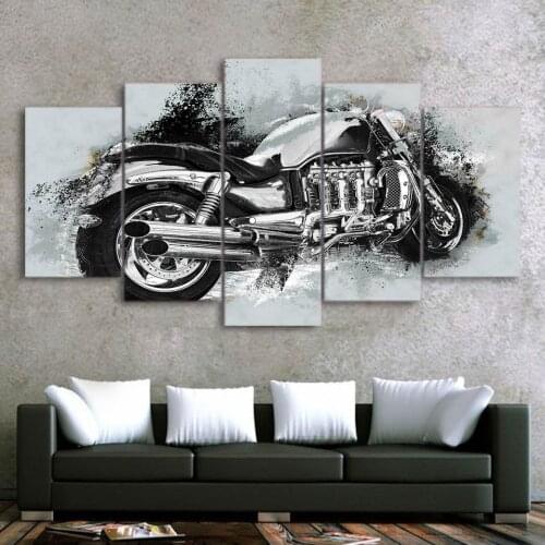 Art Prints Poster Wall HD Modular 5 Pieces/Pcs Motorcycle Canvas Picture Home Decoration Living Room Modern Artwork Paintings