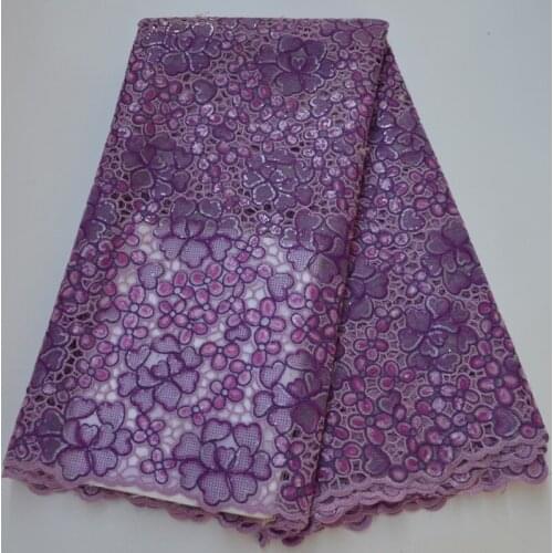 5yards/pc) high quality lilac purple African hand cut organza lace fabric with excellent sequins embroidery for wedding OP59
