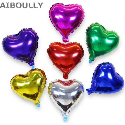 50pcs/lot 5inch Mini Foil Heart Balloon Birthday Christmas New Year Party Marriage Decoration Balloon for Romantic Wedding