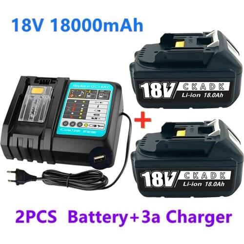 2021New BL1860 Rechargeable Battery 18V 18000mAh Lithium ion for Makita 18v Battery BL1840 BL1850 BL1830 BL1860B LXT 400+charger