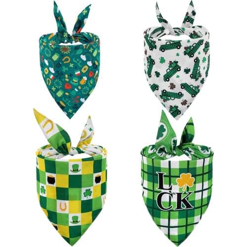 New Dog Bandana Pet Cat Dog Bib Cotton Lucky Green Bowties Collar For Irish Festival St. Patricks Day Pet Accessories 48x48x70cm