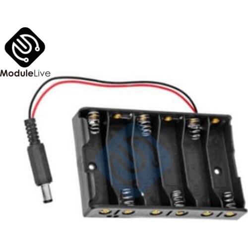 6 x AA Battery Case Shell Storage Holder With DC2.1 Power Jack For Arduino Power Bank Battery Holder Diy Kits Tools