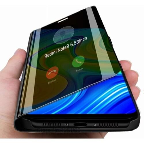 On xiomi redmi note 9 case smart mirror flip phone cover for xiaomi redmi note 9 redminote9 not 9 not9 magnetic stand coque 6.53