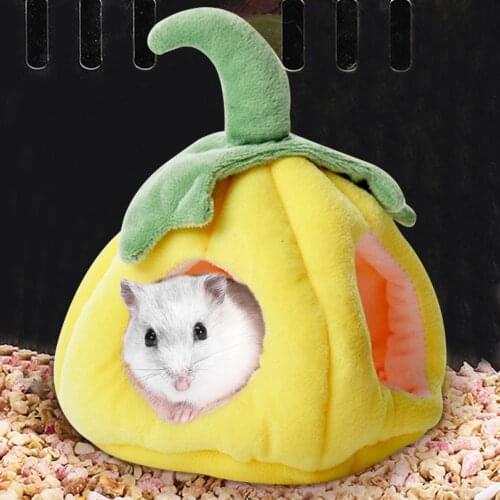 Hamster Pumpkin House Small Pet House Soft Warm Cotton Nest Cute Pumpkin Shape Gerbil Rat Bed Small Animal Sleeping Supplies