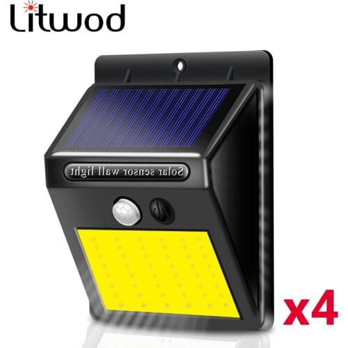 Dropshiping Led Solar Wall Lamp Light Outdoor Motion Sensor Street COB Built in Battery Sunlight Powered Waterproof IP65 3 Modes