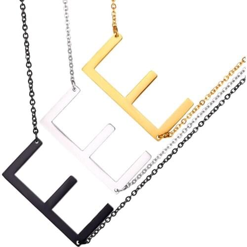 Dropshipping Minimalist Gold Rose Gold Silver Color 26 A-Z Letter Name Initial Necklaces For Women Big Letter necklace Collier