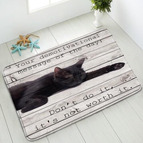 Cat Butterfly Bath Mat Retro Wood Plank Farm Shower Room Kitchen Bedroom Doormat Flannel Non-Slip Pad Carpet Home Decor Washable