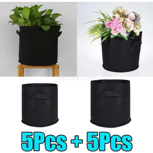 5&7 Gallon Garden Nonwovens Thick Fabric Grow Bags Planter Round
