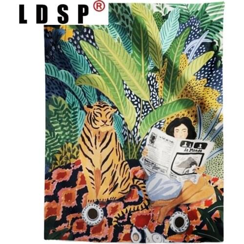 LDSP Tropical Plants Women Tapestry Wall Hanging Covering Rugs Background Cloth Beach Mat Blanket Art Bedroom Living Home Decor
