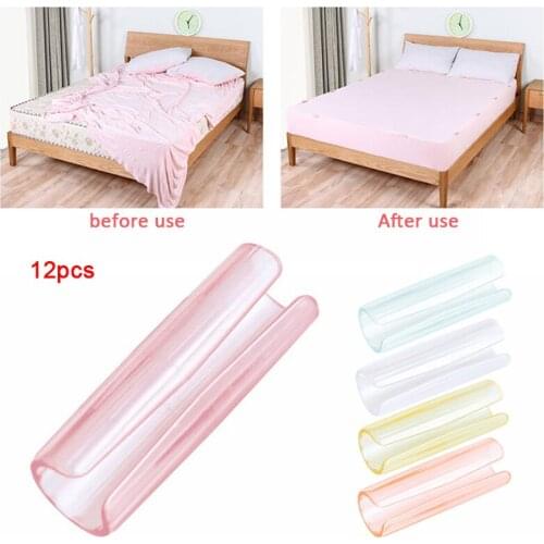 12 pcs Multi-Function Transparent Sheet Clip Mattress Anti-Slip Holder Buckle Seamless Clip Invisible Clip Fixing Buckle Bedroom