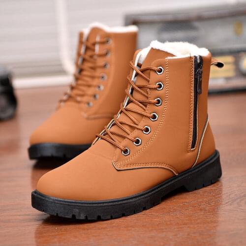 Boots 2020 Winter Men Boots Shoes New Fashion Pu Leather Man Boots Comfortable Ankle Boots Short Plush Winter Warm Shoes bt6