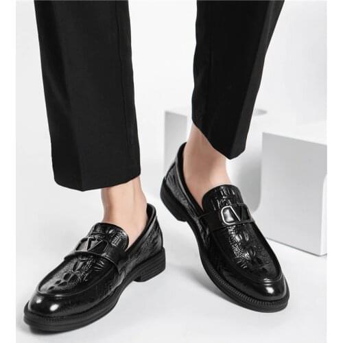 M-anxiu 2021 Mens Leather Shoes Classic Crocodile Grain Fashion All-match Mens Leather Shoes England Casual Flat Shoes