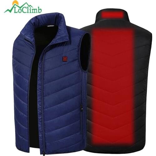LoClimb Mens USB Heated Vest Men Winter Skiing Heated Jacket Mens Outdoor Hiking Heater Clothes Thermal Self Heating Vest AM356