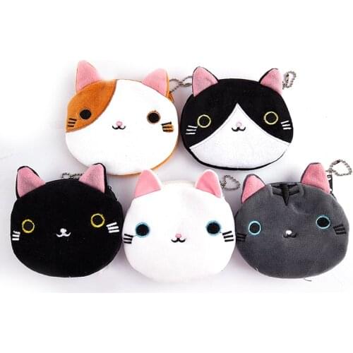 Soft Plush Cartoon Women Coin Purse Cute Animal Zipper Children Girl Coin Wallet USB Cable Headset Mini Bag Key Wallet