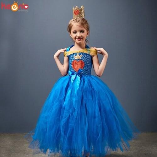 Evie Descendants inspired Coronation Girls Tutu Dress Kids Halloween Birthday Party Fancy Gown Costume Evil Queen Clothing
