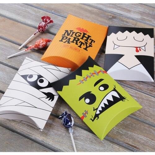 Halloween biscuit candy box packaging new craft paper pillow shape gift box party supplies Halloween biscuit box