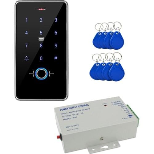 With power 12V 3A door lock Waterproof Fingerprint Access Control Cheapest Standalone Keypad Finger RFID Card Door Entry