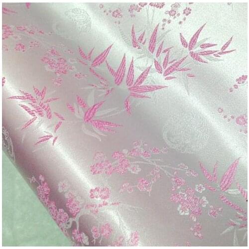 90cm*100cm brocade fabric Ancient costume clothing cheongsam fabric cloth brocade pale pink bamboo leaves plum blossom