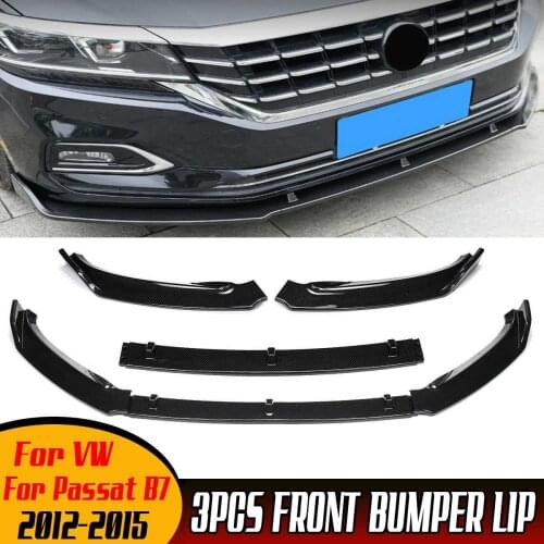Carbon Fiber Look/Black Car Front Bumper Lip Body Kit Spoiler Spoiler Protector Cover Deflector Lips For VW Passat B7 2012-2015