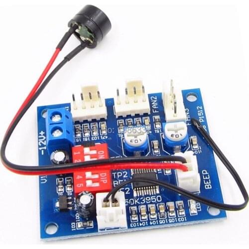 WS16 DC 12V 4A PWM PC CPU Fan Temperature Control Regulator Thermostat Speed Controller Switch High-Temp Alarm + Buzzer & Sensor