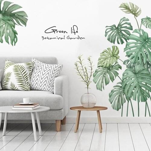 Turtle Leaf Green Plant Wall Stickers PVC Decal Mural Home Decor Self-adhesive for Living room Bedroom Wall