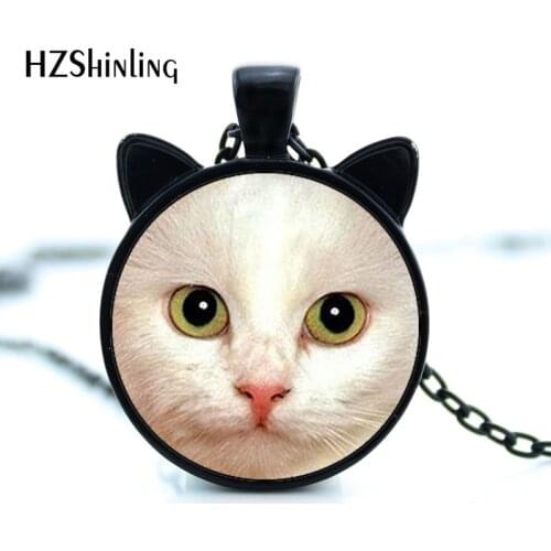 CN-00319 New White Cat Necklace Cat Face Pendant Cat Jewelry with long chain choker necklace Birthday present HZ2