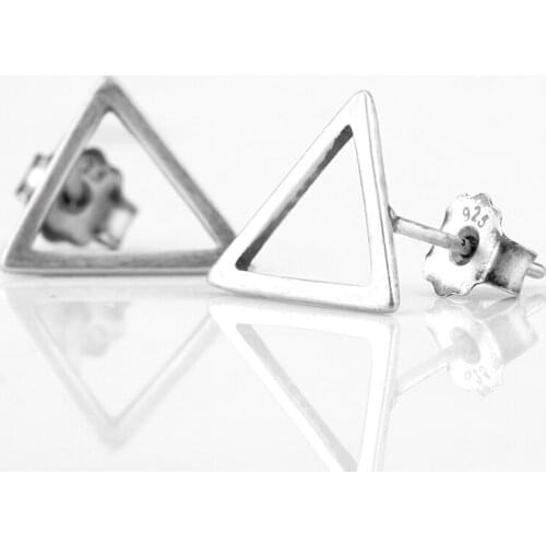 Simple Fashion 925 Sterling Silver Hollow Triangle Pattern Triangle Geometric Stud Earring for Women