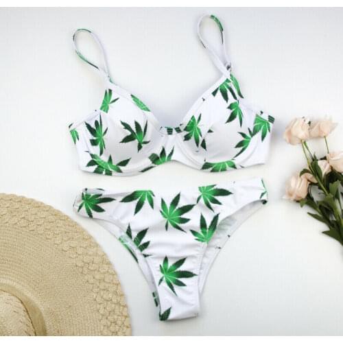 Women Push-up Sexy Padded Bra Floral Print Bikini Set Triangle Swimwear Swimsuit Bathing Suit Triangle Beachwear 3Colors