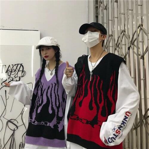 Spring autumn new women fashion Loose Fire section v-neck sleeveless sweater vest Y690