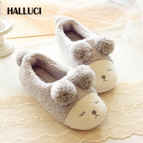 Winter warm cute lovers Slipper flats shoes women home Slippers indoor loafers casual sheep Bedroom non-slip cotton shoes women