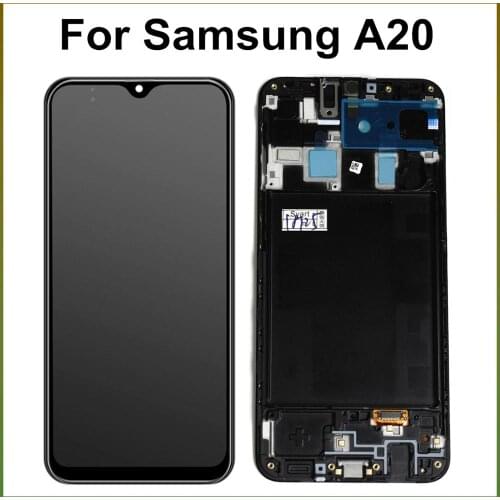 6.4' OLED LCD Display For Samsung Galaxy A20 A205F A205FN A205GN LCD Touch Screen Digitizer Assembly with frame For Samsung A20
