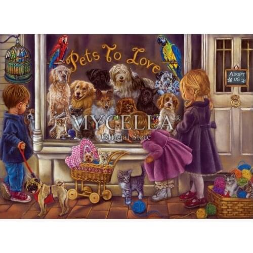 5D DIY Diamond Painting Pets to Love Dogs Full,Diamond Embroidery,Needlework,Rhinestones,Mosaic,Cross Stitch,Home Decor Crafts
