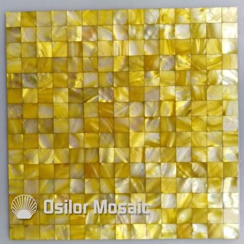 Free shipping yellow mother of pearl mosaic tile for bathroom and kitchen wall tile 2 square meters/lot seamless shell tile