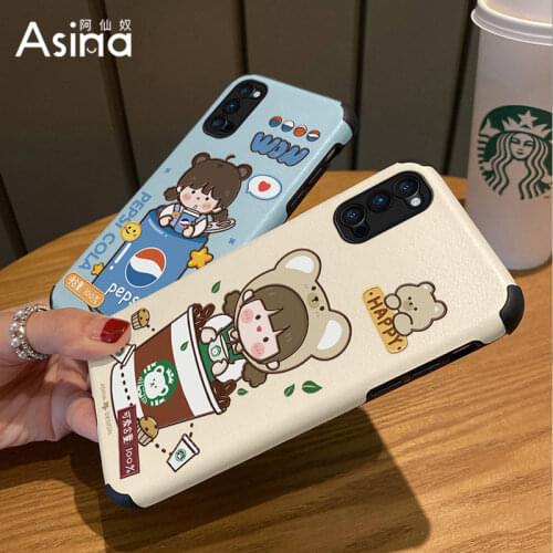 ASINA Imitation Lambskin Case For OPPO Reno 2 3 4 5 Pro Cute Cartoon Silicone Cover Bumper For Realme X7 Find X3 X2 Pro Capas