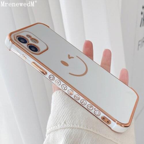 Luxury Plated Cute Smiley Pattern Case For iPhone 12 11 Pro XS Max X XR SE2020 7 8 Plus 12 Mini Silicone Expression Bumper Cover