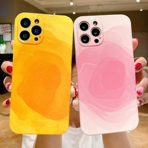 For iPhone Case Orange Soft Glitter Phone Case For iPhone 11 12 Pro Max XR XS Max X 7 8 Plus SE2020 Shockproof Back Cases Conque