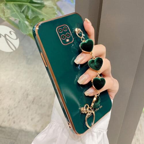 Heart Bracelet Hand Holder Phone Case for Xiaomi Redmi Note9 Pro Cover Luxury Strap Cases for Redmi Note 9 S Pro Max Fundas Capa