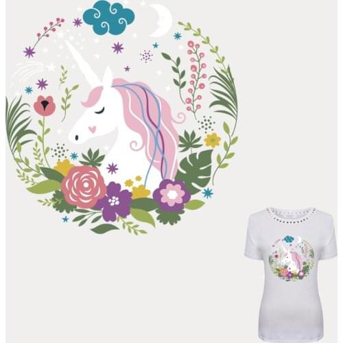 COSBILL White Cute Unicorn Patches Diy For Kids Clothing New Design Iron On Transfers Washable Decoration Appliqued Y-044