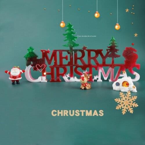 DIY crystal epoxy resin mold Christmas listing decoration Merry Christmas English mirror silicone mold for resin