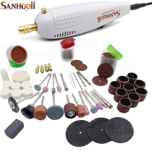SANHOOII Mini Electric Drill Handy Grinder and Accessories For Engraving Grinding Sharpening Cutting DIY Power Tools
