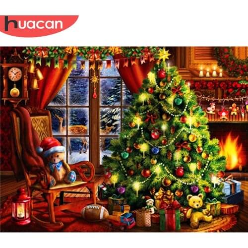HUACAN 5D Diamond Painting Santa Claus Square Round Drill Handicraft Diamond Embroidery Christmas Tree Mosaic Landscape Wall Art