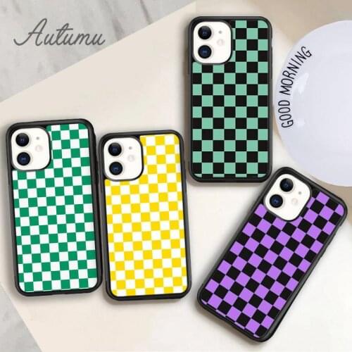 Checkered Phone Case for iPhone 11 12 Pro Max mini X XR XS SE 2020 5 6S 7 8 Plus Samsung Galaxy S8 S9 S10 Cover shell