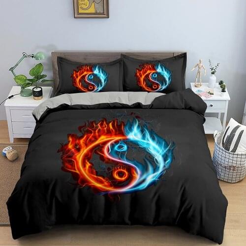 3D Flame Bedding Set Duvet Cover Sets Queen King Size for Kids Bedroom with Pillowcase Set Bedding